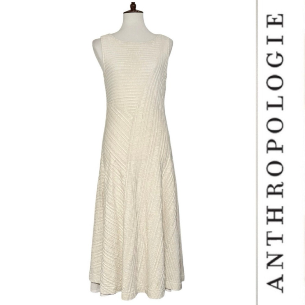 Anthropologie Women's Carmel Textured Midi Dress Size Small
